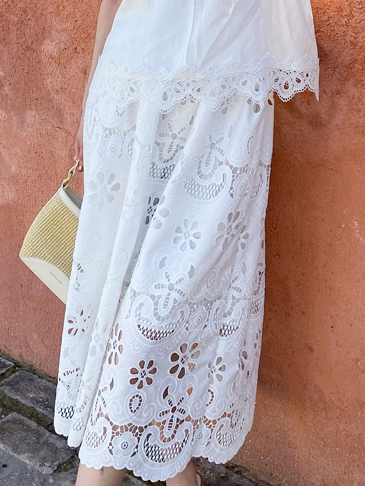 Chic Style Sleeveless Eyelet Embroidery Linen Blend Maxi Dress K26050510