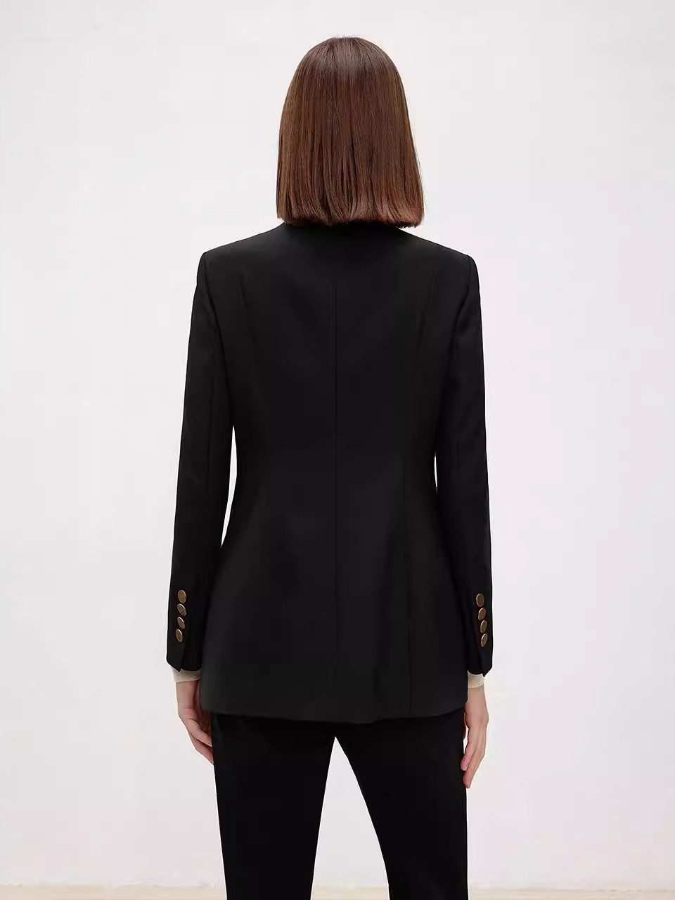High quality Pure wool black elegant women blazer jacket K25120905