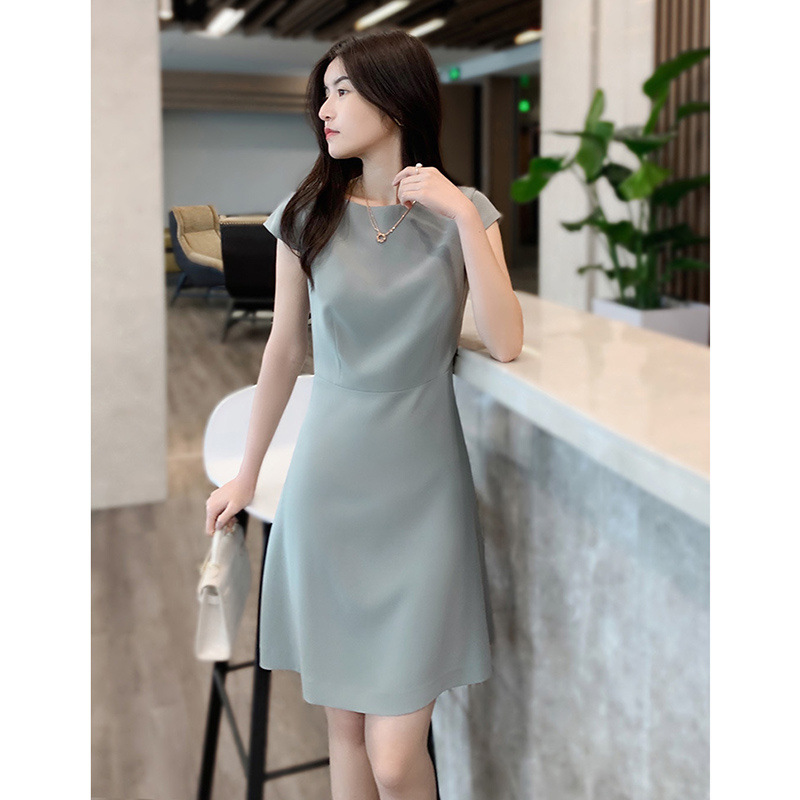 Chic Style Round Neck Cap Sleeve Tailored Sheath Dress K26051103