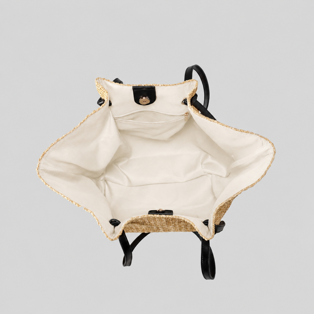 French resort style straw tote bag with leather straps K26051901