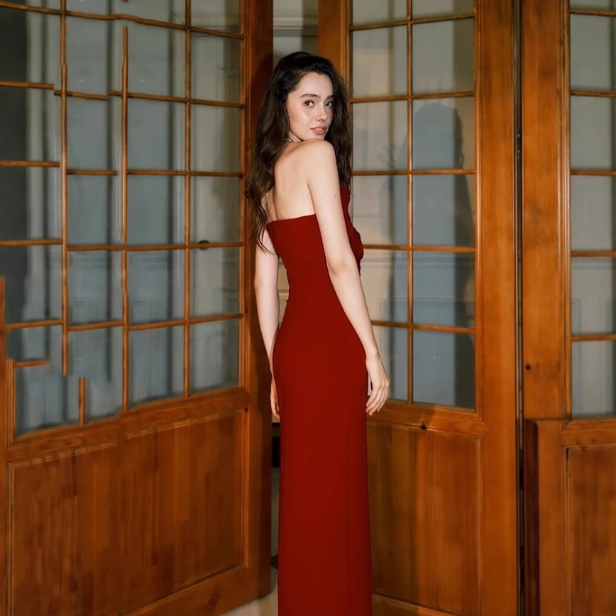 New Elegant Rose Red women Dresses Party Dress K25121001