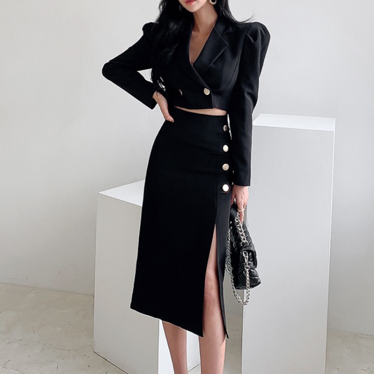 New Elegant Short Blazer and Mid-Length Pencil Skirt Two-Piece Set K25121101
