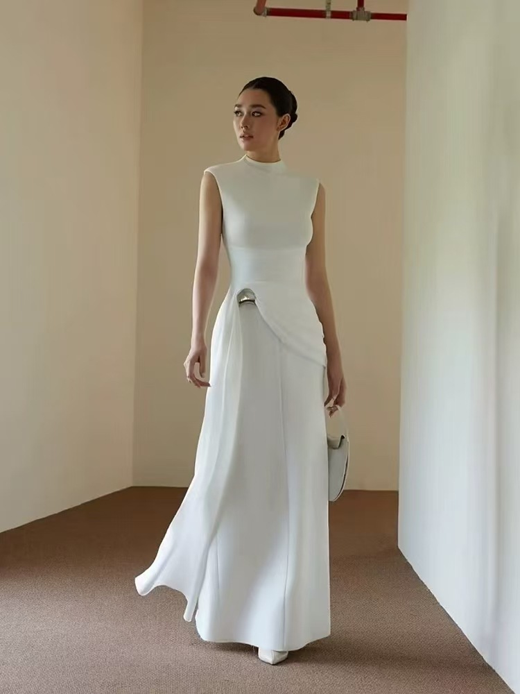New Elegant slim-fitting white long Evening dress K122310