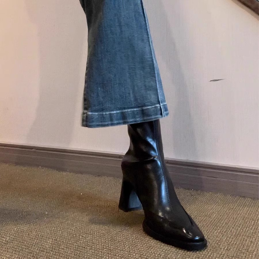 New Chic Style Leather Women Heel Short Boot K122906