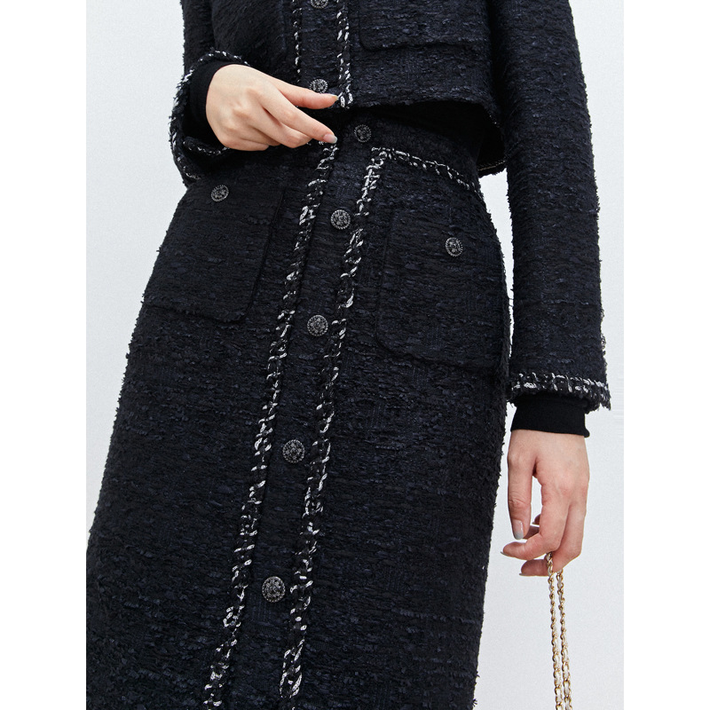 Elegant short jacket and skirt Tweed set for women K122907