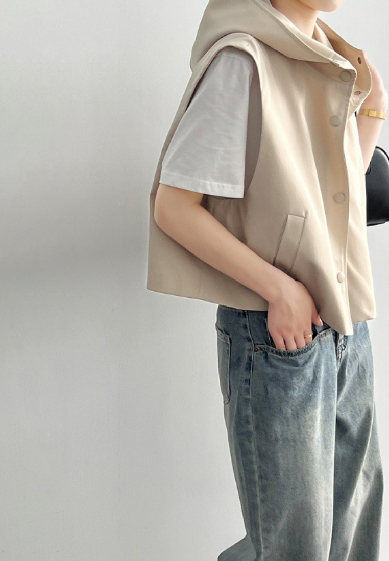 New Chic Style Women's hooded vest sleeveless cropped top K122910