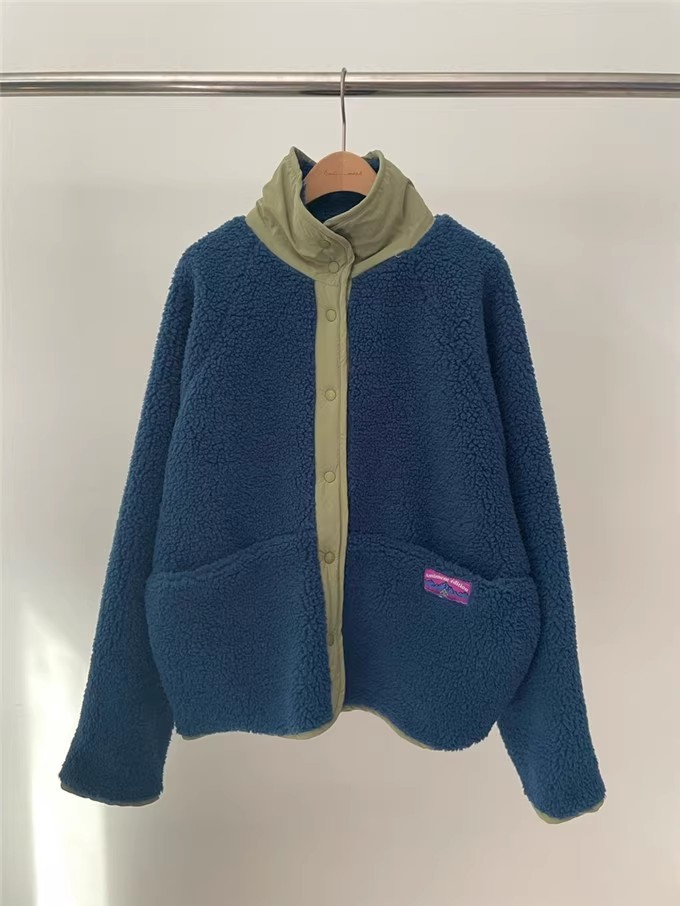 Korean style reversible color-blocked lamb cotton-padded jacket for women K010623