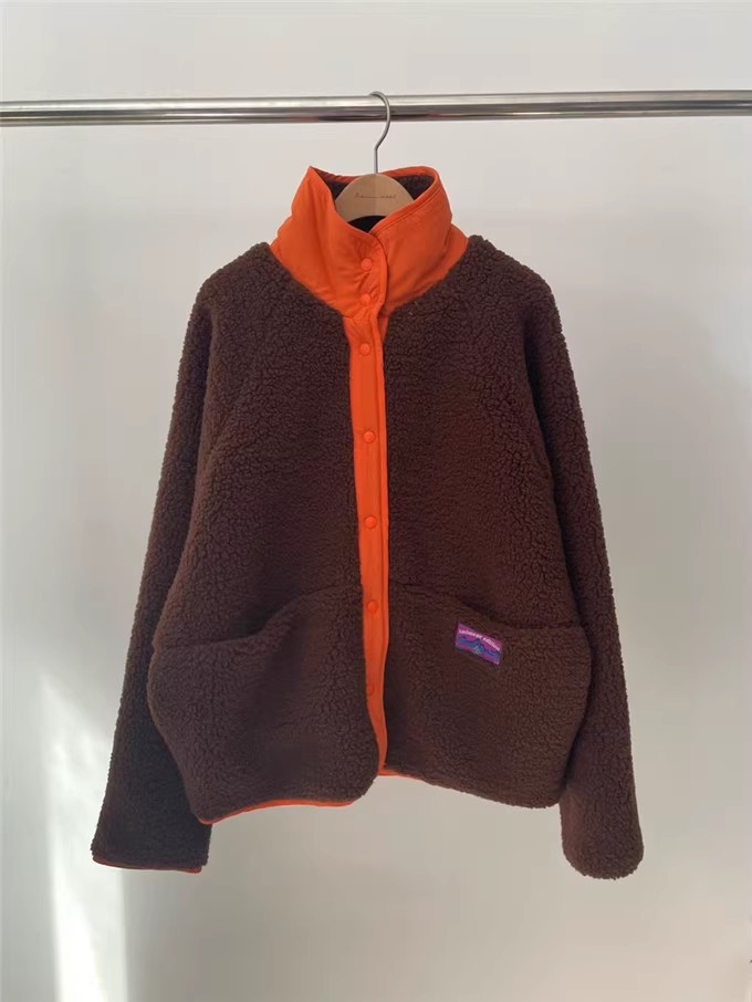 Korean style reversible color-blocked lamb cotton-padded jacket for women K010623