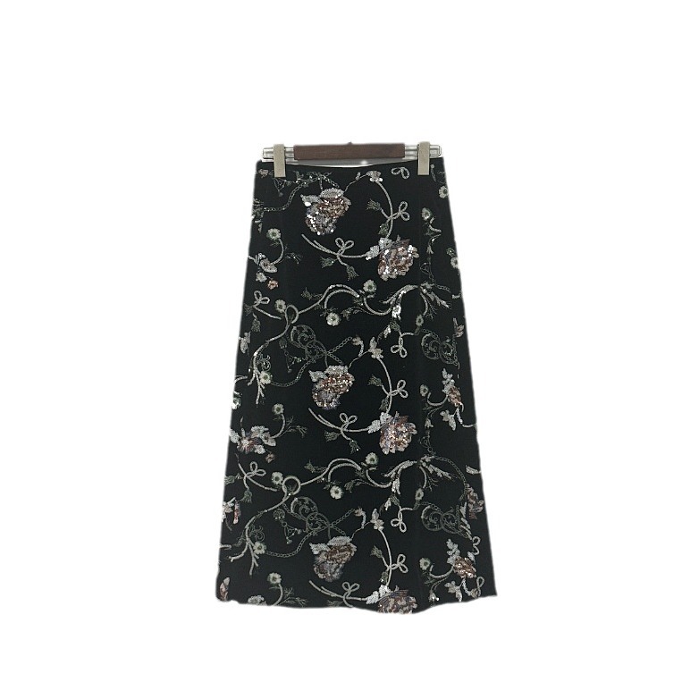 New black velvet midi skirt for women Chinese retro style Suit Set K26012001
