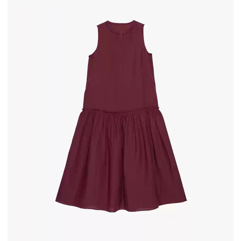 Chic Style Sleeveless Keyhole Neck Tiered Linen Maxi Dress K26051104