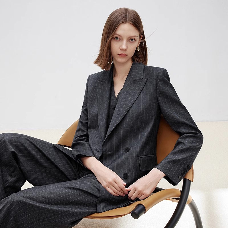 Luxury High end quality Grey women set blazer jacket K25120909