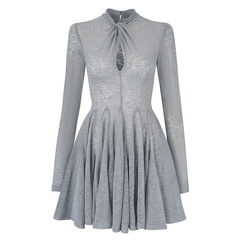 Elegant New grey long-sleeved dress K25120910