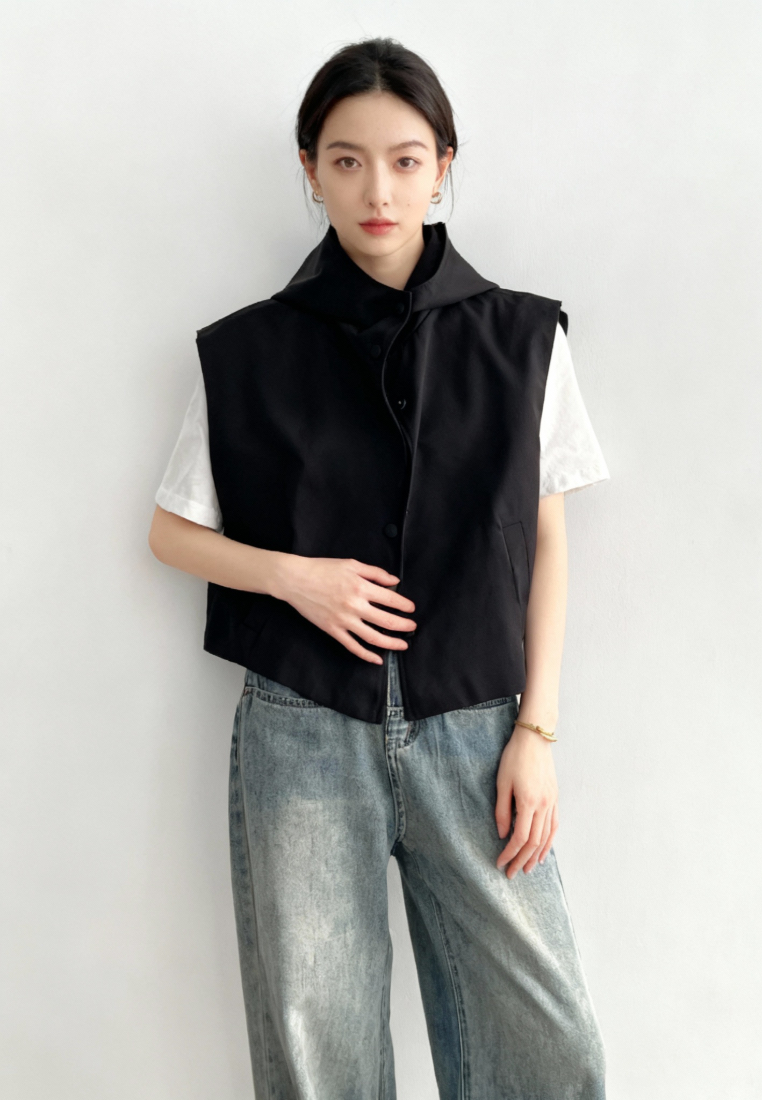 New Chic Style Women's hooded vest sleeveless cropped top K122910