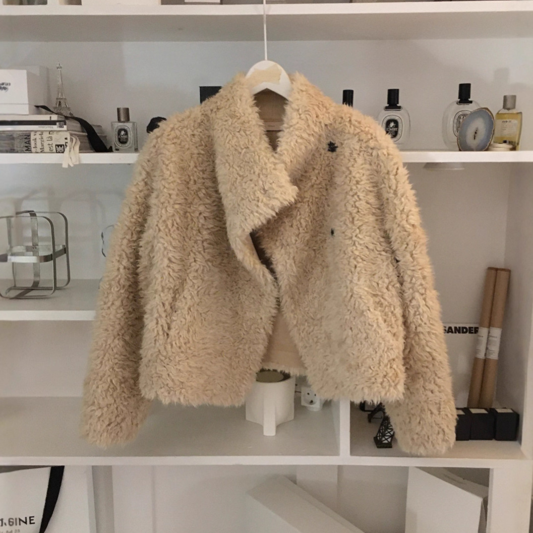 Korean New Stylish fur coat warm lamb wool faux fur short jacket for women K010623