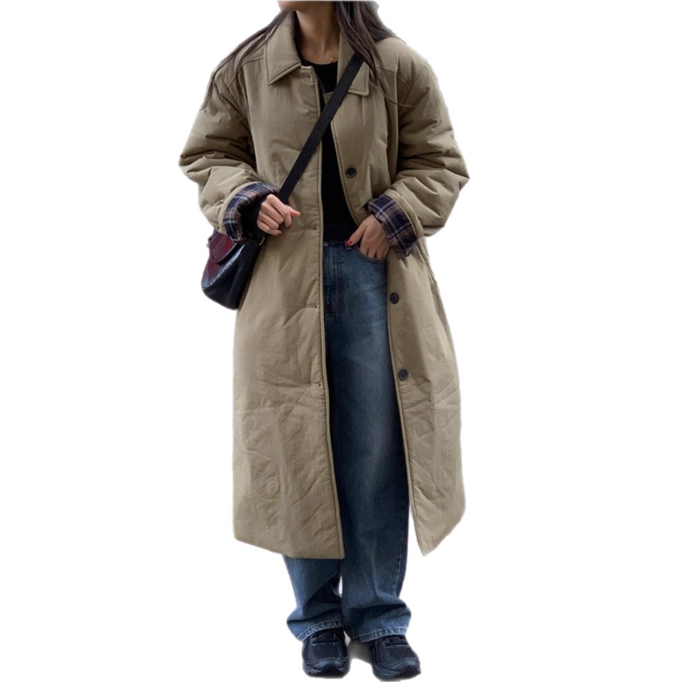 Korean New versatile long over-the-knee cotton coat/jacket K010624
