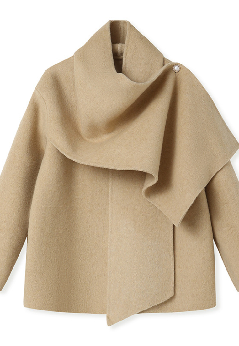 Two-Piece Set Double-Faced Wool Coat & Bead-Embroidered Patchwork Midi Skirt CA2025121518KI