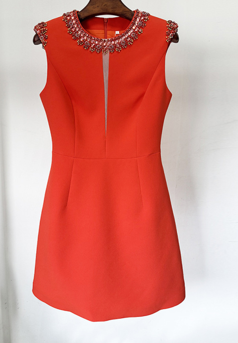 New Elegant Rhinestone Embellished Vest Party Dress K121702