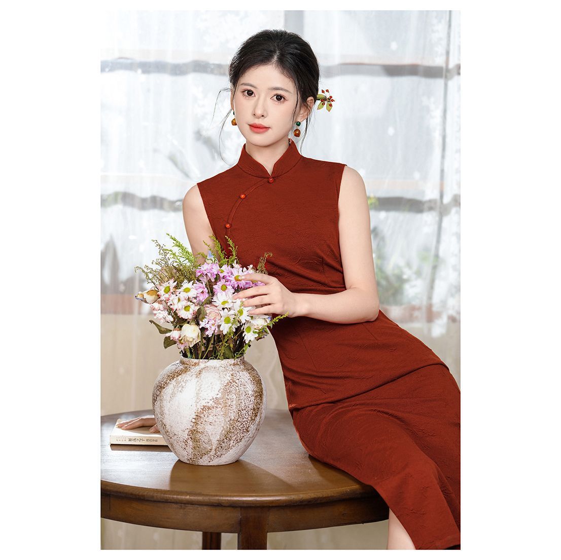 New Retro Luxury sleeveless cheongsam dress CA25121527