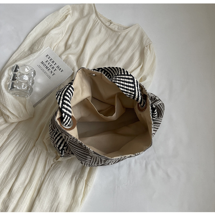 Boho Two-Tone Woven Hobo Bag Casual Daily Commute Shoulder Tote K26041404