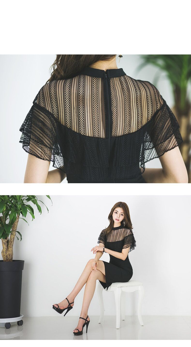 New Elegant Elegant Slim Fit Bodycon black dress K25121111