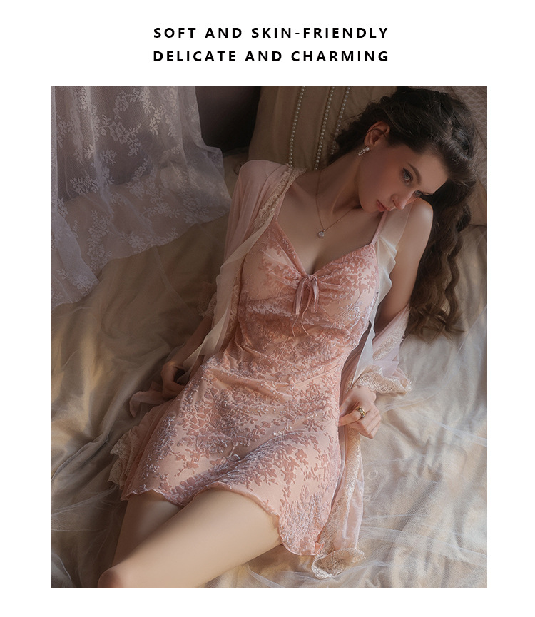 New Sweet and alluring slip dress /robe set Pajama K121604
