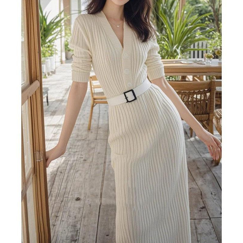 French-style New long-sleeved knit dress for women K010601