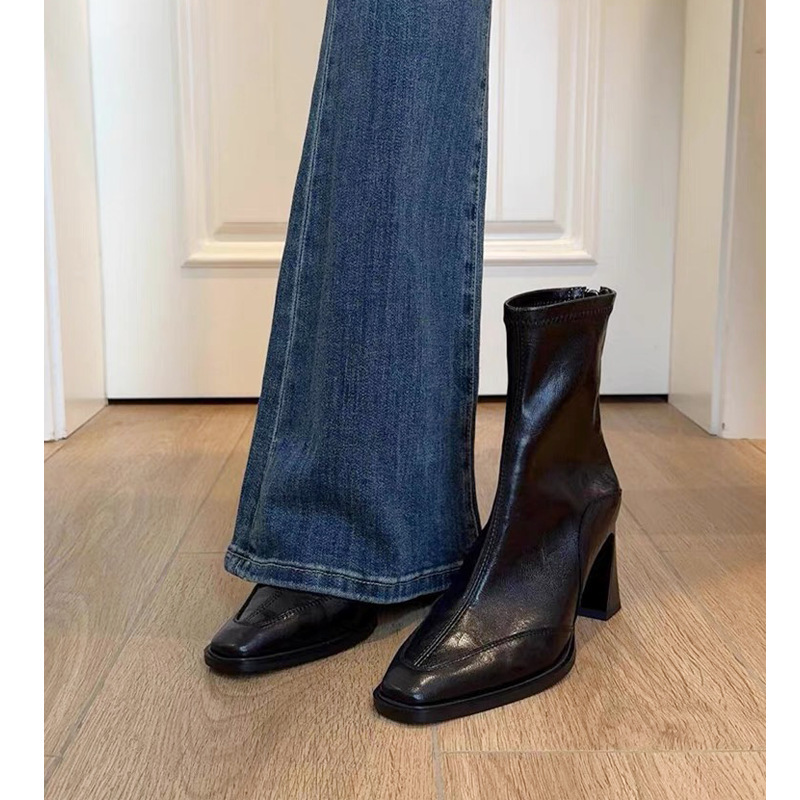 New Chic Style Leather Women Heel Short Boot K122906