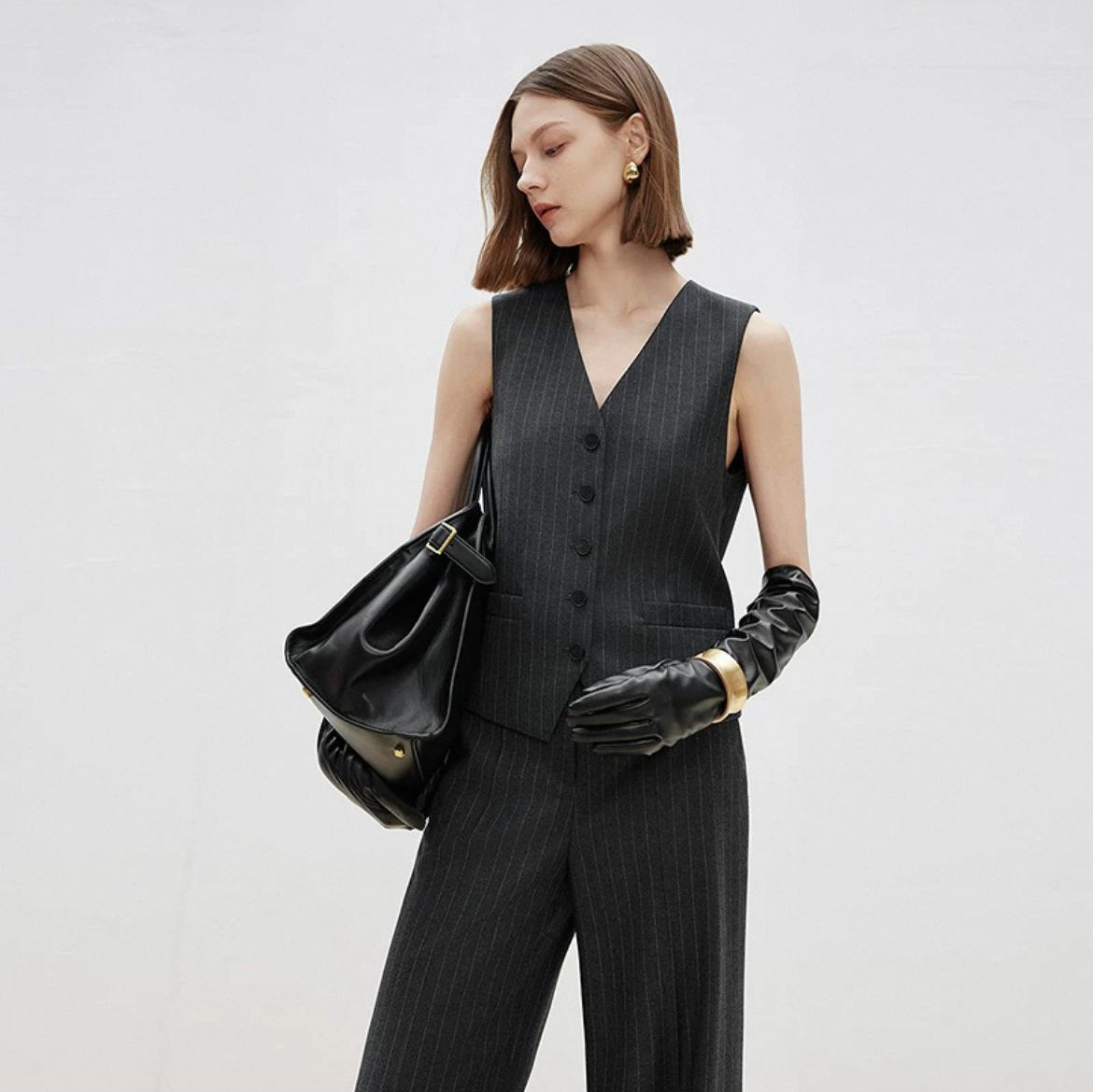 Luxury High end quality Grey women set blazer jacket K25120909