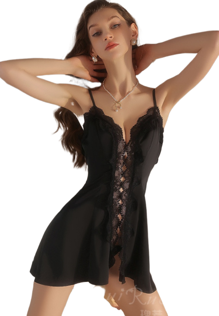 New Sexy nightgown set smooth satin Pajama dress K121605