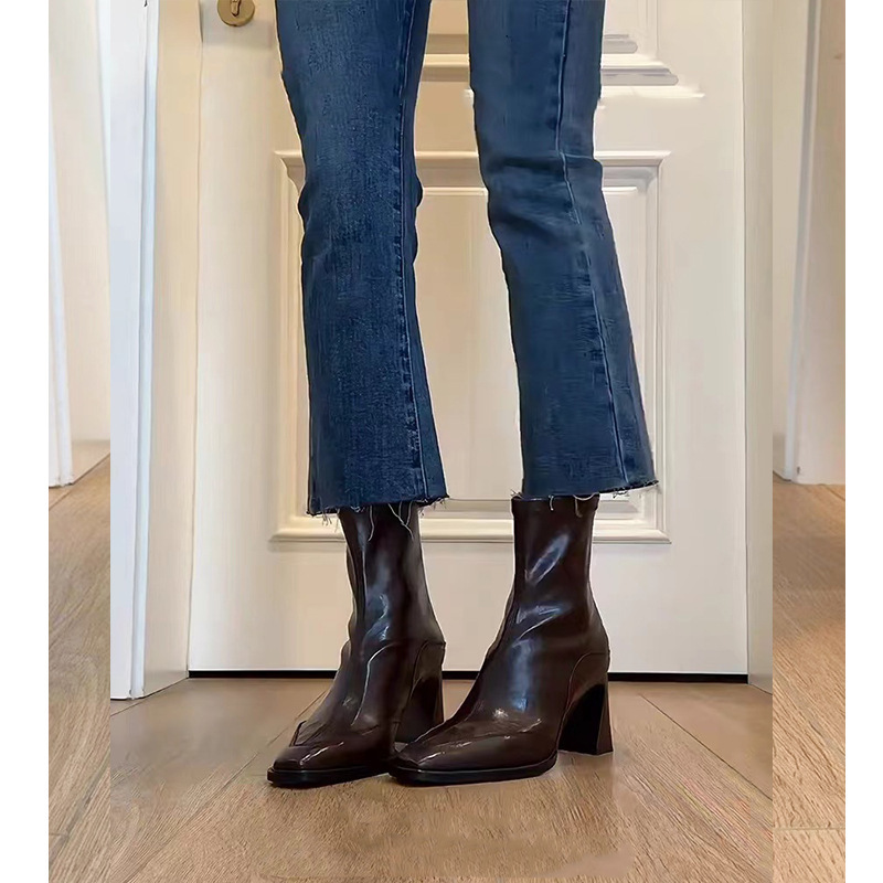 New Chic Style Leather Women Heel Short Boot K122906