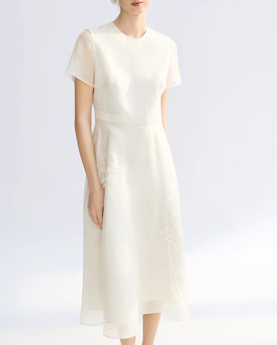 Luxury New jacquard silk long dress high-end one piece dress K25120906