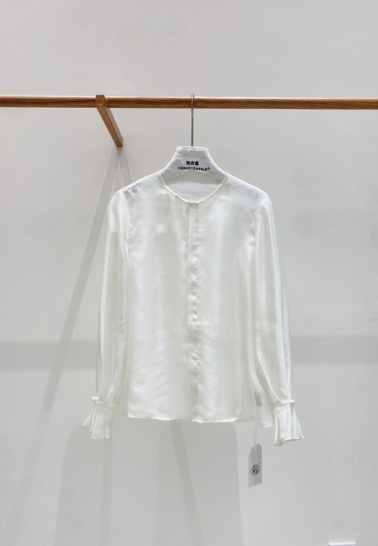 Women's Guofeng Shirt, Crew Neck & Flared Sleeve Blouse CA25121510PI