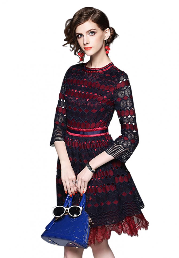 --Red Lace One-piece Dress A032172-S