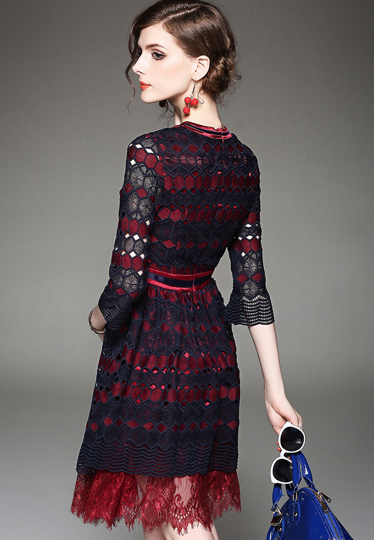 --Red Lace One-piece Dress A032172-S