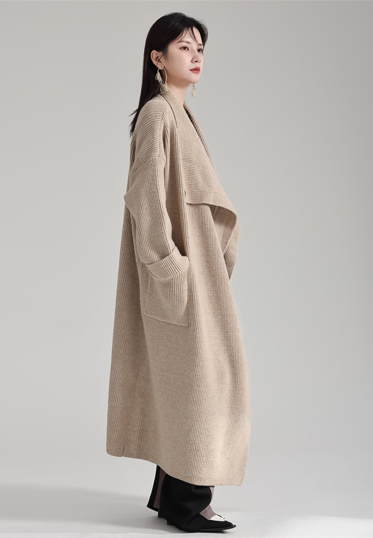 French retro lapel knitted jacket unbuttoned thickened sweater A1218165BE