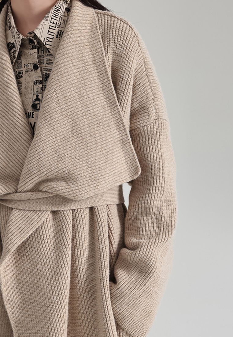 French retro lapel knitted jacket unbuttoned thickened sweater A1218165BE