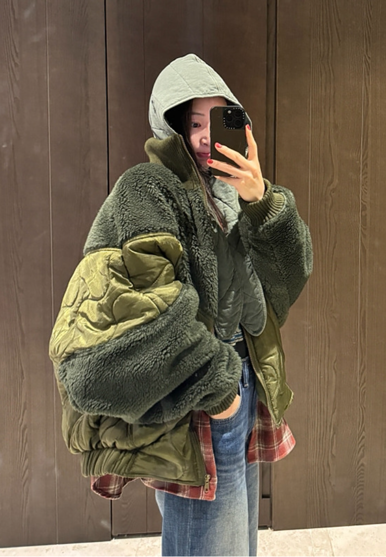 New Korean style winter coat with lamb wool trim Jacket K010621