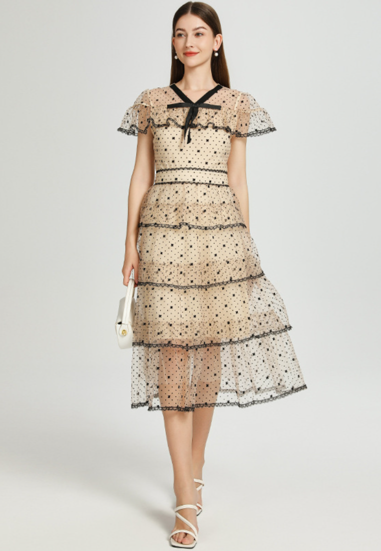 New Retro tiered maxi women dress K26011304