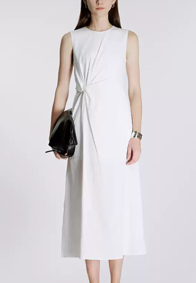 Chic Style Sleeveless Knot Waist Linen Midi Dress