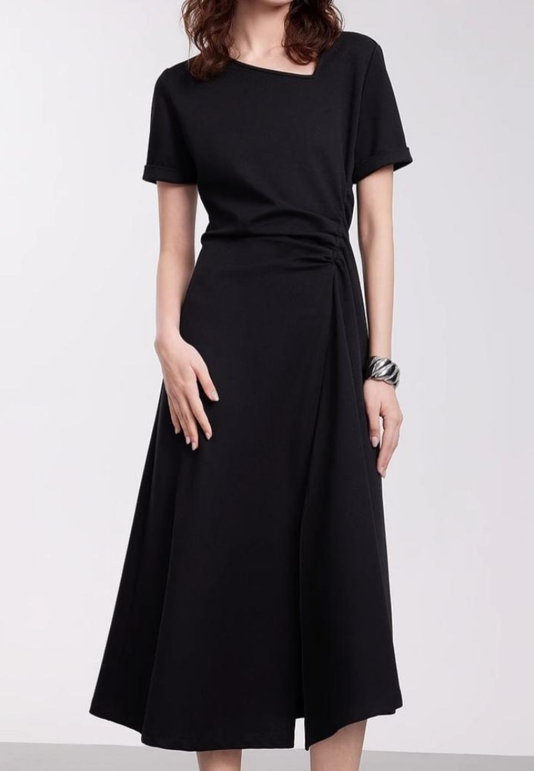 Minimalist side slit casual midi dress K26051203