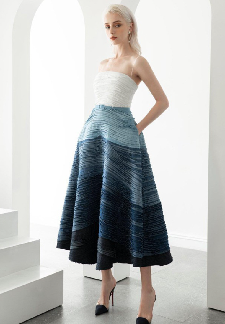 Chic gradient texture two piece midi dress K26051307