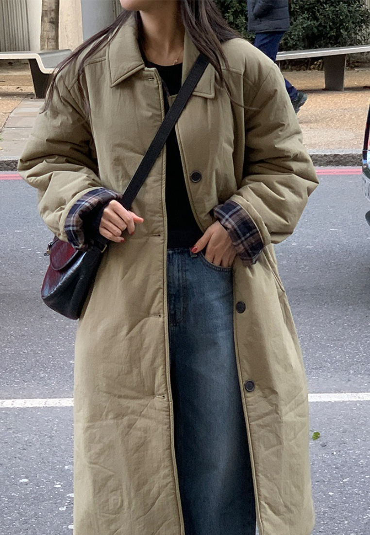 Korean New versatile long over-the-knee cotton coat/jacket K010624