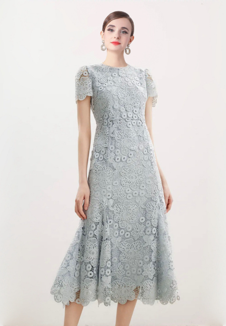 New S/S French-style lace fishtail elegant bodycon long Party dress K26011209