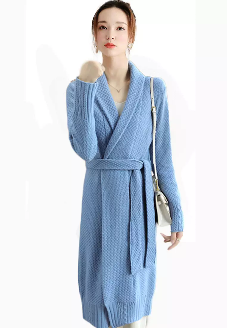 Wool Loose Padded Over-The-Knee Cardigans Coat A21092819BE