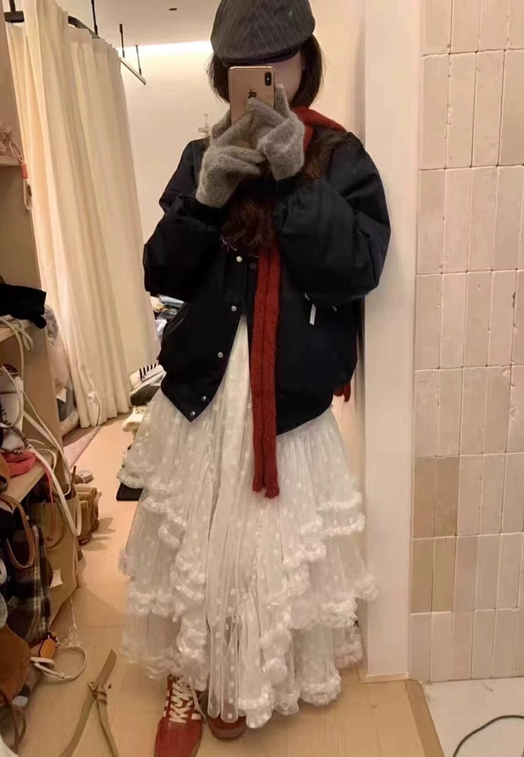 2025 Early Spring New Sweet Flower Mesh Cake Skirt CA25021301W