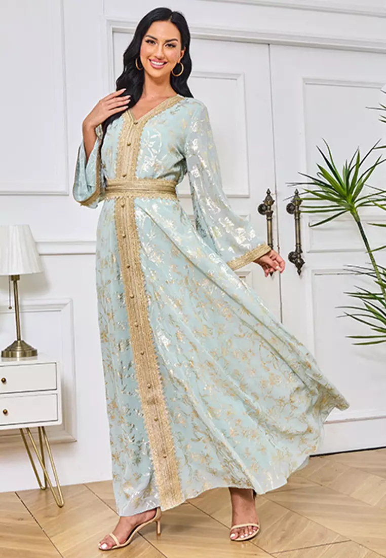 New women's diamond-set Kaftans Jubahs CA24021977DGGR