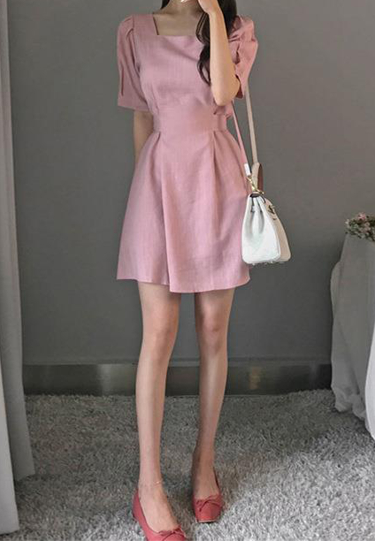 Retro waist cinching dress with temperament CA25032749W