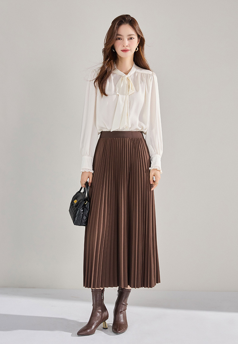 Autumn and winter pleated midi skirt CA25010703KI