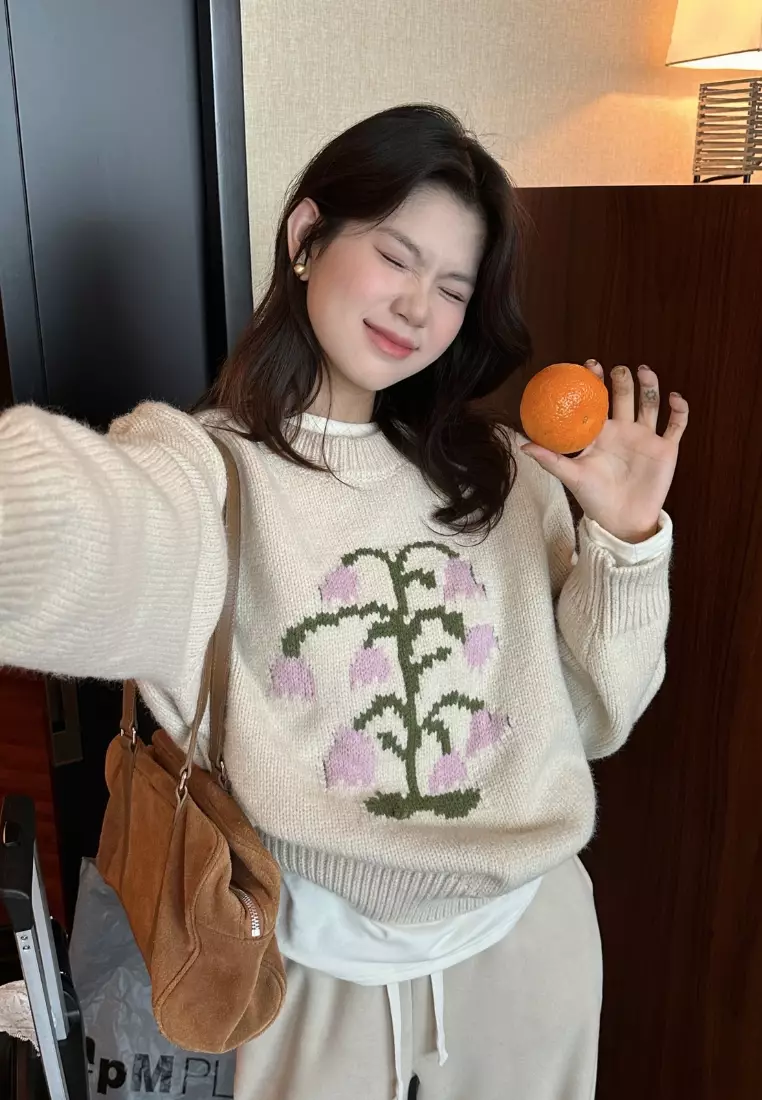 Temperament new flower pattern knitted sweater top K112603BE