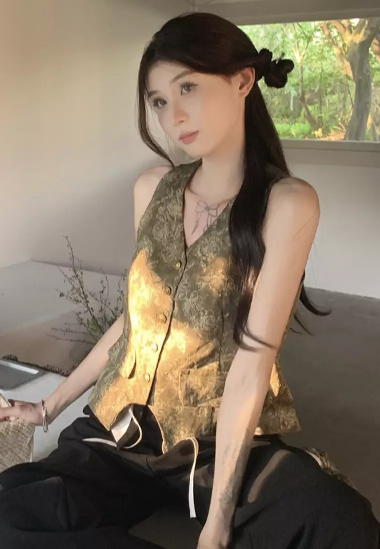 2024 Summer New Western Retro Jacquard Top CA24061811MT